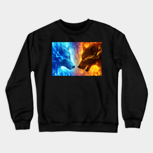 Fire and Ice Crewneck Sweatshirt by jojoesart